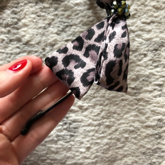 Vintage black & gray leopard print bow headband - Picture 5 of 6